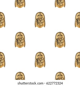 Egyptian pharaoh sarcophagus icon in cartoon style isolated on white background. Museum pattern stock vector illustration.