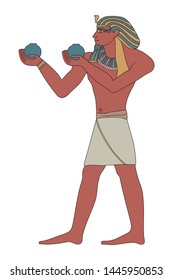 Egyptian Pharaoh. Vector drawing stylized as an ancient painting on the walls.