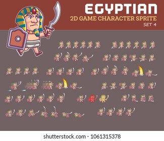 Egyptian Pharaoh Warrior Cartoon Game Character Animation Sprite