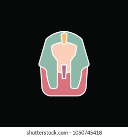 Egyptian pharaohs head icon in cartoon style. Egyptian pharaohs head object vector illustration isolated on black background. Element of Egyptian culture and tradition