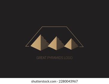 Egyptian pharaonic great pyramids golden abstract vector logo design 