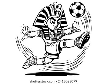 Egyptian pharaonic mascot Cartoon illustration of a soccer or football player kicking the ball best team in africa
