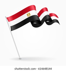 Egyptian pin icon wavy flag. Vector illustration.