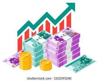 Egyptian Pound Exchange Rate Stock Market Value Price Increase Up Illustration. Translation: JM. Egypt Currency.