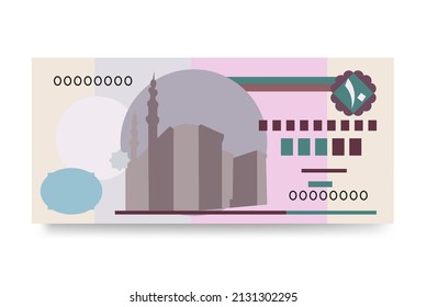 Ilustración del vector de libras egipcio. Egipto, la Franja de Gaza pusieron billetes en paquete. Dinero en papel 10 EGP. Estilo plano. Aislado sobre fondo blanco. Diseño sencillo y mínimo.