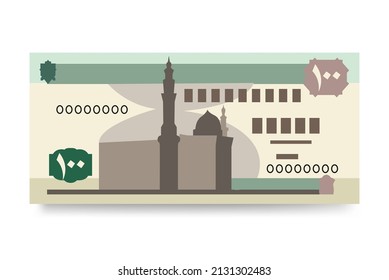 Ilustración del vector de libras egipcio. Egipto, la Franja de Gaza pusieron billetes en paquete. Dinero en papel 100 EGP. Estilo plano. Aislado sobre fondo blanco. Diseño sencillo y mínimo.