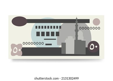 Ilustración del vector de libras egipcio. Egipto, la Franja de Gaza pusieron billetes en paquete. Dinero en papel 50 EGP. Estilo plano. Aislado sobre fondo blanco. Diseño sencillo y mínimo.