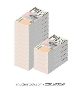 Egyptian Pound Vector Illustration. Egypt, Gaza Strip money set bundle banknotes. Paper money 20 EGP. Flat style. Isolated on white background. Simple minimal design.