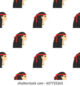 Egyptian princess pattern seamless background in flat style repeat vector illustration