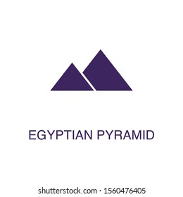 Egyptian pyramid element in flat simple style on white background. Egyptian pyramid icon, with text name concept template