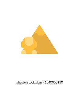 Egyptian pyramid flat icon, vector sign, sphinx and monument colorful pictogram isolated on white. Symbol, logo illustration. Flat style design