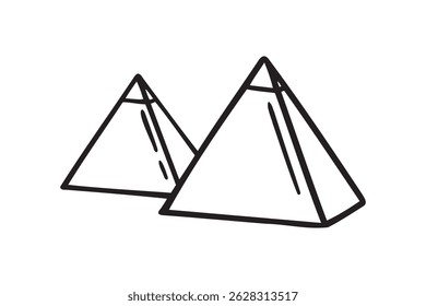 Egyptian pyramid giza egypt icon doodle hand drawn. Outline line drawing clipart symbol. Vector illustration