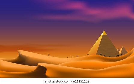 Egyptian Pyramids in the evening.