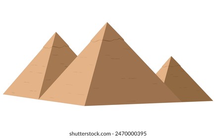 Egyptian pyramids in Giza, ancient pharaoh tombs in Africa. Wonder of World in Egypt, great antiquity architecture vector illustration.