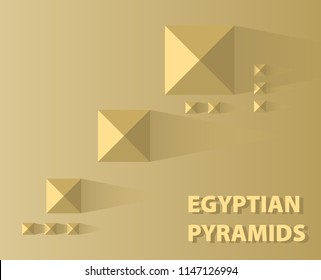 Egyptian pyramids in Giza view from above. Tombs of pharaohs in the desert. Vector background of a pyramid.