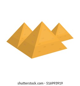 Egyptian pyramids icon in cartoon style isolated on white background. Ancient Egypt symbol stock vector illustration.