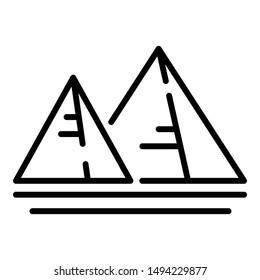 Egyptian pyramids icon. Outline egyptian pyramids vector icon for web design isolated on white background