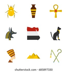 Egyptian pyramids icons set. Cartoon set of 9 egyptian pyramids vector icons for web isolated on white background