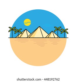 Egyptian pyramids illustration style line flat