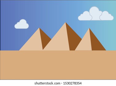 Egyptian Pyramids on a Desert Landscape. Vector illustration