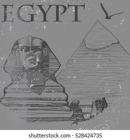 Egyptian pyramids on Vintage background