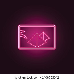 egyptian pyramids in painting neon icon. Elements of turizm set. Simple icon for websites, web design, mobile app, info graphics