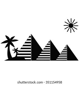 Egyptian pyramids with palm trees - vector illustration