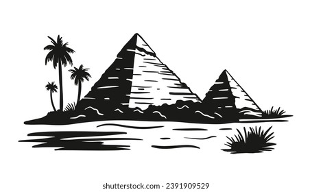 Ägyptische Pyramiden. Pyramide von Cheops in Kairo, Gizeh. Vektorgrafik im Stilstil