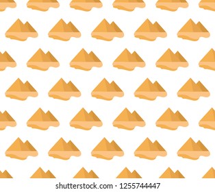 Egyptian pyramids seamless pattern. Modern repeating texture, endless backdrop. Vector illustration