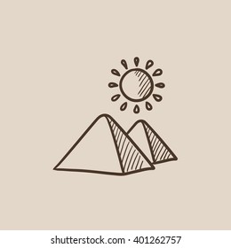 Egyptian pyramids sketch icon.