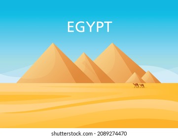 Egyptian pyramids and sphinx vector illustration 