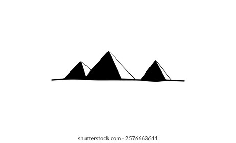 Egyptian pyramids symbol, black isolated silhouette