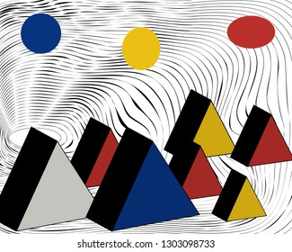 Egyptian pyramids vector, abstraction colored triangles.