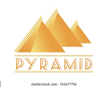 Egyptian pyramids vector logotype. Simple yellow tetrahedron for logo. Vector illustration Egypt style icon for web or print design.