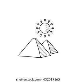 Egyptian pyramids vector sketch icon isolated on background. Hand drawn Egyptian pyramids icon. Egyptian pyramids sketch icon for infographic, website or app.