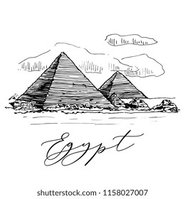 Egyptian Pyramids Vector Sketch Illustration