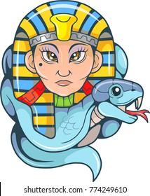 Egyptian queen Cleopatra and her cobra