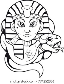 Egyptian queen Cleopatra and her cobra