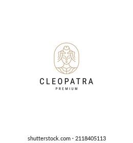 Egyptian queen cleopatra line art logo icon design template. Elegant Luxury, Modern