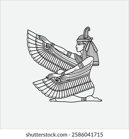  Egyptian queen cleopatra line art illustration