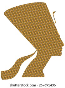 Egyptian queen Nefertiti black and yellow squares on a white background