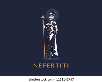 Egyptian Queen Nefertiti or Cleopatra. Vector illustration.