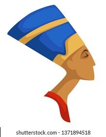 Egyptian queen Nefertiti isolated profile ancient civilization vector Egypt history female character woman head profile in crown archeology history and historical personality traveling and exploration