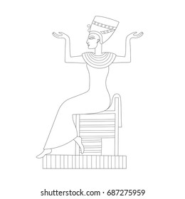 Egyptian Queen Nefertiti on the throne vector illustration