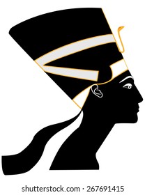 Egyptian Queen Nefertiti on a white background
