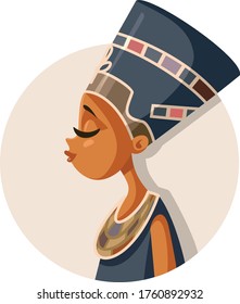 Egyptian Queen Nefertiti Vector Cartoon Illustration. Ancient matriarch figure of a female pharaoh
