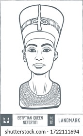 Egyptian queen Nefertiti Vector illustration - Hand drawn - Out line