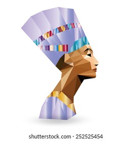 Egyptian Queen Nefertiti - vector illustration in low poly style