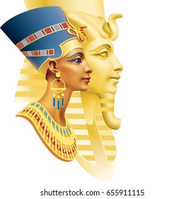 Egyptian queen and the pharaoh on a white background (left)