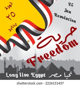 Egyptian revolution January 25, freedom, long live Egypt